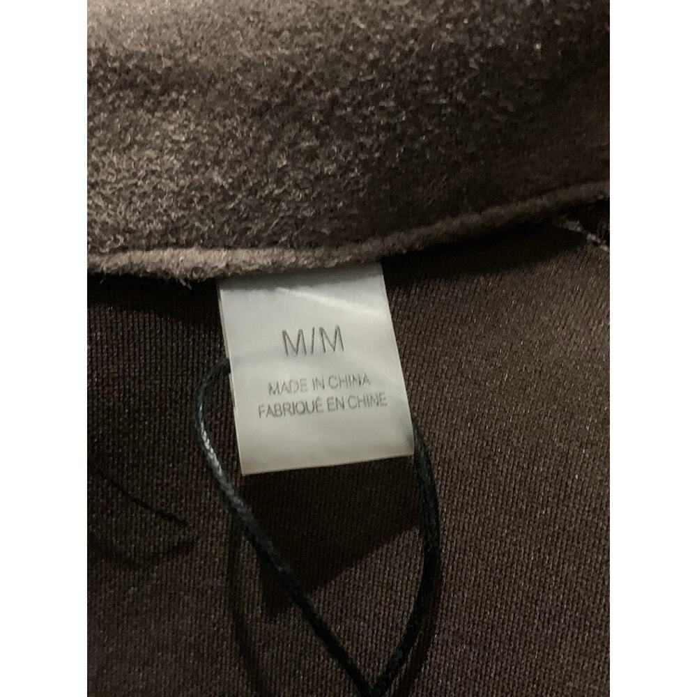 T Tahari Faux Suede Leather Crop Zip Jacket Brown Moto M - Picture 10 of 13